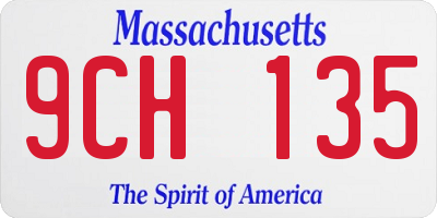MA license plate 9CH135