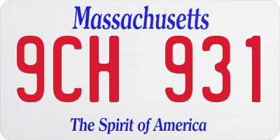 MA license plate 9CH931