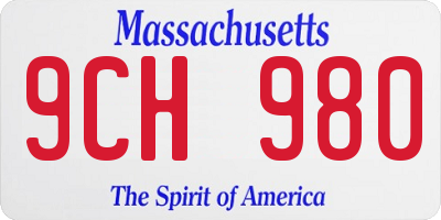MA license plate 9CH980