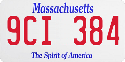 MA license plate 9CI384