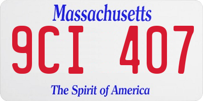 MA license plate 9CI407