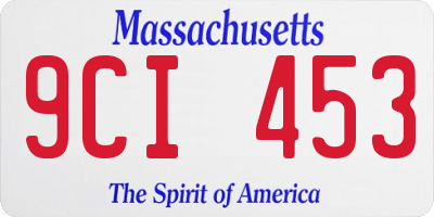 MA license plate 9CI453
