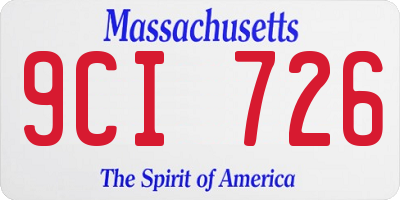 MA license plate 9CI726