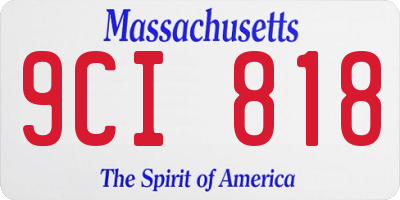 MA license plate 9CI818