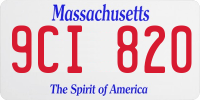 MA license plate 9CI820
