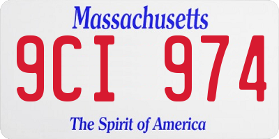 MA license plate 9CI974