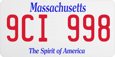 MA license plate 9CI998