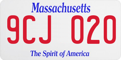 MA license plate 9CJ020