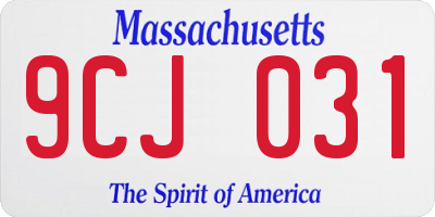 MA license plate 9CJ031