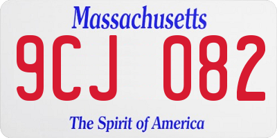 MA license plate 9CJ082