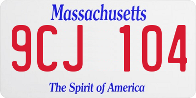 MA license plate 9CJ104