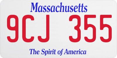 MA license plate 9CJ355