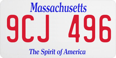 MA license plate 9CJ496