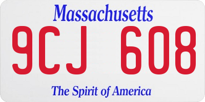 MA license plate 9CJ608