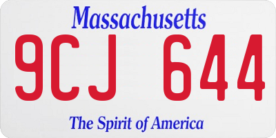 MA license plate 9CJ644