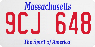 MA license plate 9CJ648