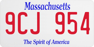 MA license plate 9CJ954