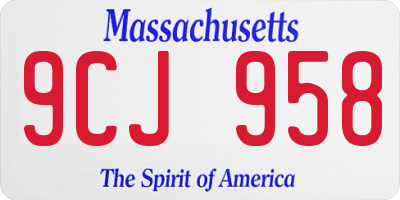 MA license plate 9CJ958