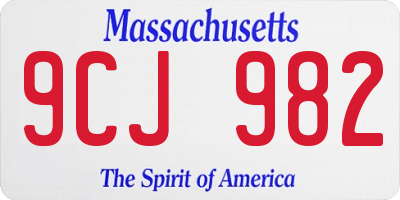 MA license plate 9CJ982