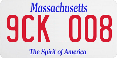 MA license plate 9CK008