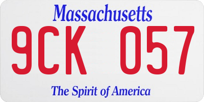 MA license plate 9CK057