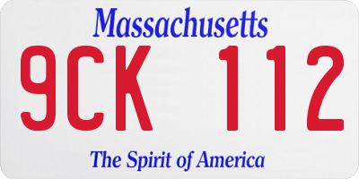 MA license plate 9CK112