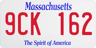 MA license plate 9CK162