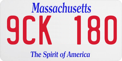 MA license plate 9CK180