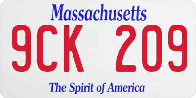 MA license plate 9CK209