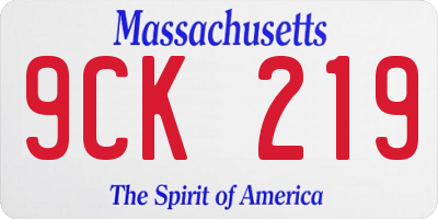 MA license plate 9CK219