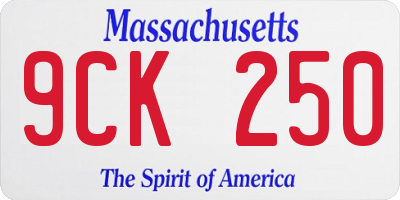MA license plate 9CK250