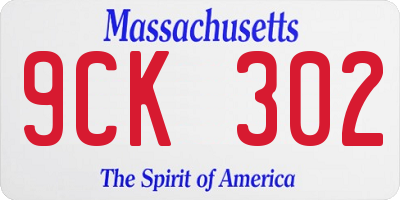 MA license plate 9CK302