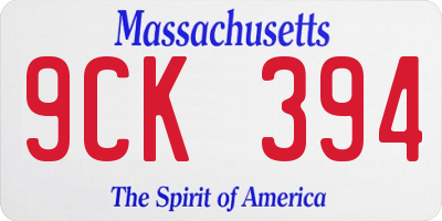 MA license plate 9CK394