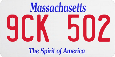 MA license plate 9CK502