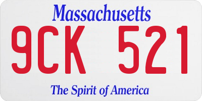 MA license plate 9CK521