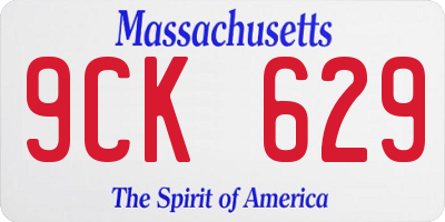 MA license plate 9CK629