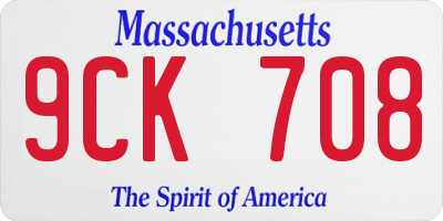 MA license plate 9CK708