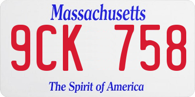 MA license plate 9CK758