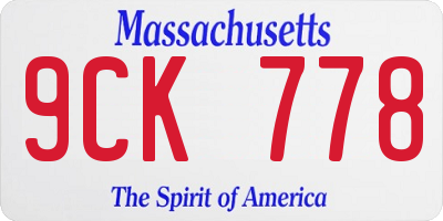 MA license plate 9CK778
