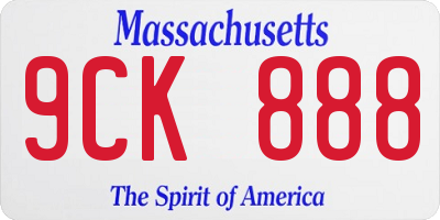 MA license plate 9CK888