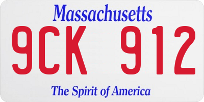 MA license plate 9CK912