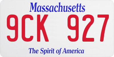 MA license plate 9CK927