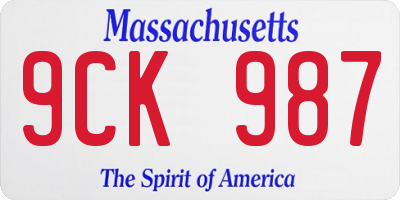 MA license plate 9CK987