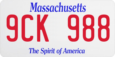 MA license plate 9CK988