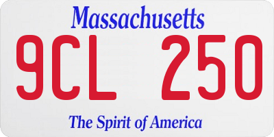 MA license plate 9CL250