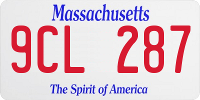 MA license plate 9CL287
