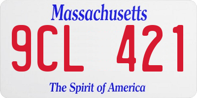 MA license plate 9CL421