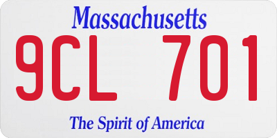 MA license plate 9CL701