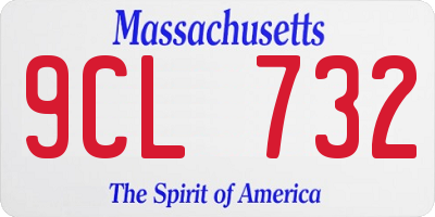 MA license plate 9CL732
