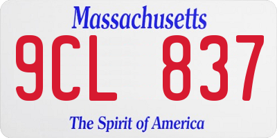 MA license plate 9CL837